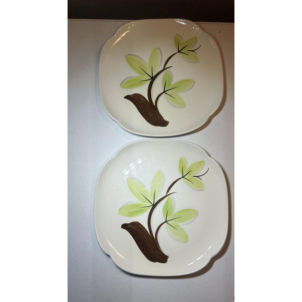 Woodleaf by Continental Kilns Plates - Set Of 2 1950s